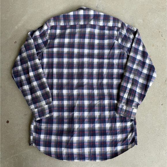 Vintage 80s Flannel Blue Red Western Two Pocket Made in USA Fits like Large - Picture 5 of 8